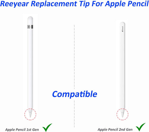 REEYEAR 2 1 2 4 Pack Replacement Tips Compatible with Apple Pencil Gen iPad Pro Pencil, Logitech Crayon Digital Pencil