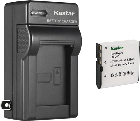 Kastar 1-Pack Battery and AC Wall Charger for Kodak LB-060 Battery, Compatible with Multiple Kodak PixPro Cameras