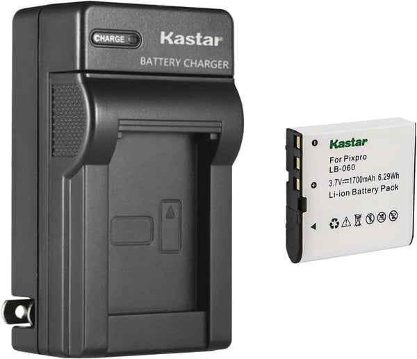 Kastar 1-Pack Battery and AC Wall Charger for Kodak LB-060 Battery, Compatible with Multiple Kodak PixPro Cameras