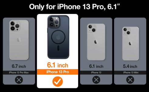 TORRAS Stronger Magnetic Case for iPhone 13 Pro, 12FT Military Grade Drop Tested, Slim Protective Matte Black