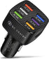 Car Charger Adapter, 6 Ports USB QC3.0 Fast Phone Charger with LED Light Display for All Vehicles
