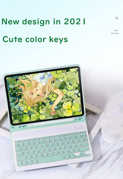 iPad Mini 6th Generation Keyboard Case, Detachable Bluetooth Keyboard Cover with Pencil Holder (Pink)