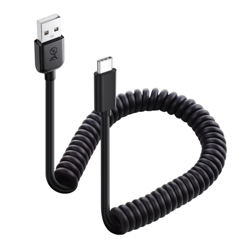 Cable Matters USB to USB C Coiled Cable with 3A/15W Fast Charging 1-4 Feet, Support for Apple CarPlay, Android Auto,