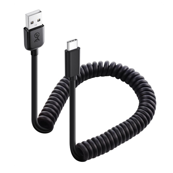 Cable Matters USB to USB C Coiled Cable with 3A/15W Fast Charging 1-4 Feet, Support for Apple CarPlay, Android Auto,