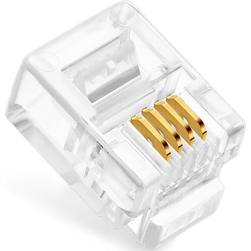20 Pack RJ11 Pass Through Connector, 6P4C Telephone Modular Plug for Phone Line Cord