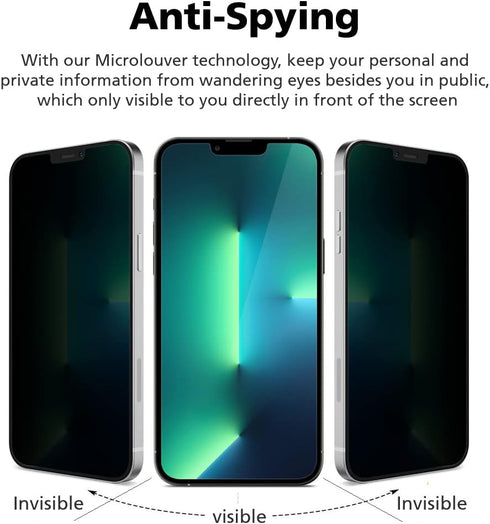 [2 Pack For iPhone 15 Pro, 2 Pack 6H Privacy Screen Protector, Anti-Spy PET Film,Scratch-Resistant,6H Hardness, Case Friendly, Bubble Free Easy Installation with Alignment Applicator