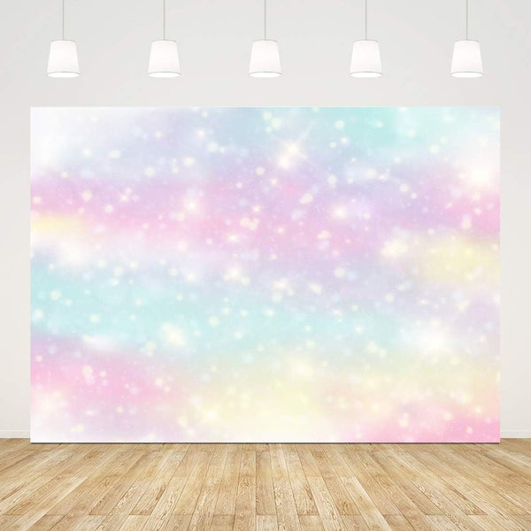 Glitter Rainbow Photo Backdrop 7x5ft Watercolor Newborn Photography Background for 1st Birthday Girl Party Decorations