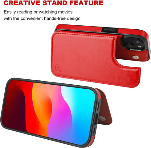 OT ONETOP 15 6.1 Inch ONETOP Compatible with Magsafe for iPhone Wallet Case with Card Holder, PU Leather Kickstand RFID