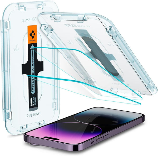 Spigen GlasTR EZ FIT Tempered Glass Screen Protector for iPhone 14 Pro Max - Case Friendly, Sensor Protection, 2 Pack