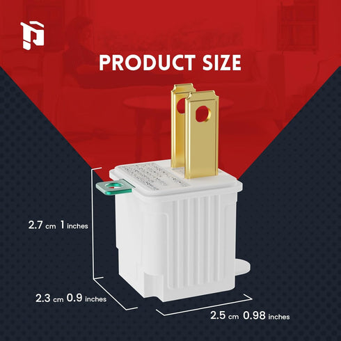 2 Prong to 3 Prong Outlet Adapter, Polarized Grounded Converter, Wall Plug for Household, 4-PACK, White