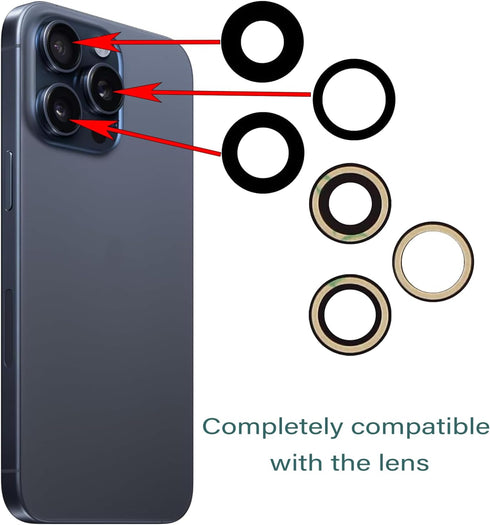 3pcs/Set Back Camera Lens Glass Replacement for iPhone 15 Pro, 6.1inch with Pre-Installed Adhesive + Repair Tool Kit