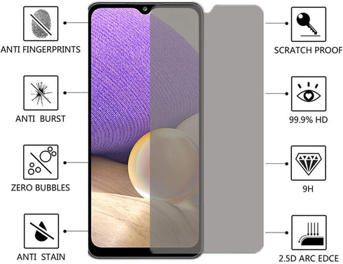 VIESUP Anti-spy Privacy Screen Protector - 2 Pack Anti-peep No Bubble Tempered Glass Film for Samsung Galaxy A32 5G /