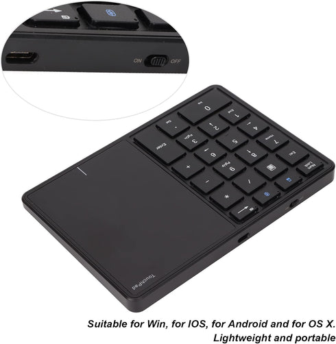 Yosoo Numeric Keypad Touchpad 2 in 1 Wireless Slim Number Pad, 22 Keys Bluetooth 4.2, Portable Financial Accounting