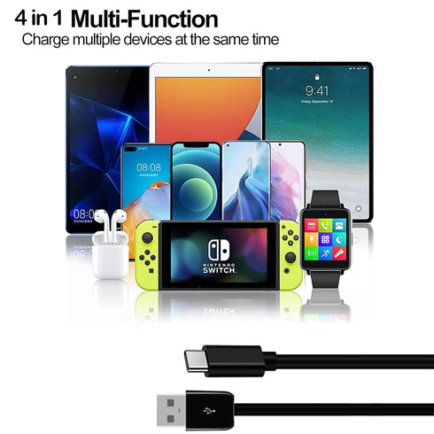 USB A 2.0 to C Splitter Charging Cable, 4-in-1 USB Type C Charger Power Sync Date Cable, 1.5M/4.92FT