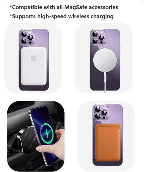 iPhone 14 Pro Clear Case - Slim Shockproof MagSafe Compatible with Built-in Camera Lens Protector - Blue 6.1"