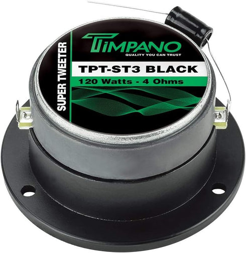 Timpano TPT-ST3 3.75 Inch Super Tweeter Black, 4 Ohm, 500 Watts Peak, Pro Car Sound System Bullet Tweeters (Pair)