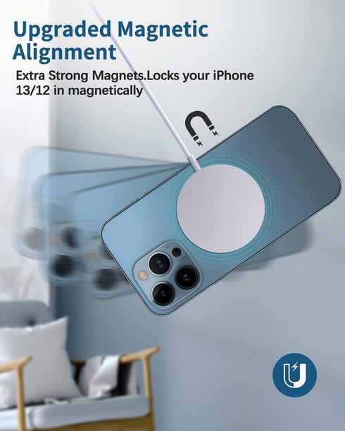 Magnetic Wireless Charger, Mag-Safe Charger for iPhone 15/14/13/12 Series, Convertible Magnet Wireless Charging