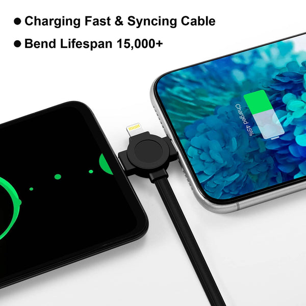 3.3ft Retractable Multi Charger Cable 2-Pack, 3-in-1 Fast Charging Cord for iPhone, iPad, Samsung, PS, Tablets & More