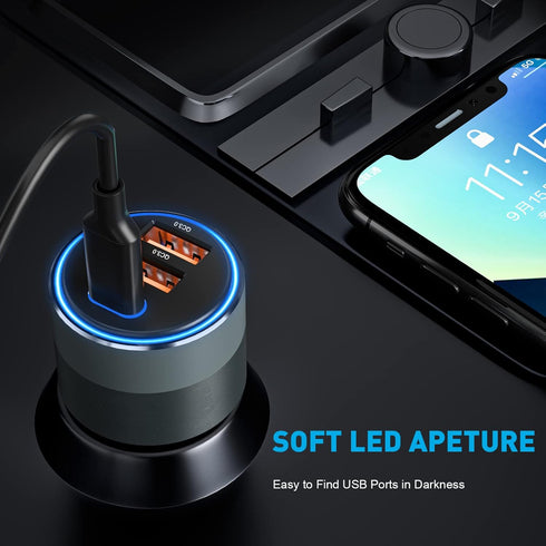USB C Car Charger 66W, Fast Car Cigarette Lighter Adapter with PD 30W + Dual QC3.0 for iPhone 14 13 12 11 Pro Max,