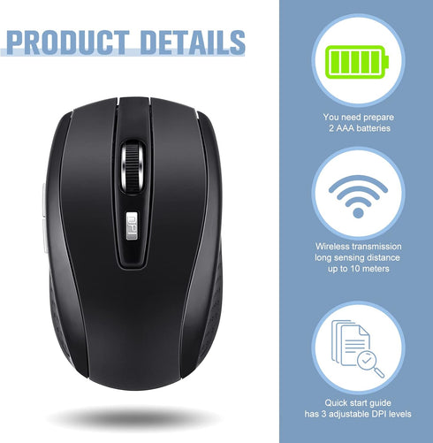 Macarrie 12 Pack Wireless Mouse, 1200dpi Wireless Computer Mouse with 6 Buttons, USB Receiver for Windows, PC