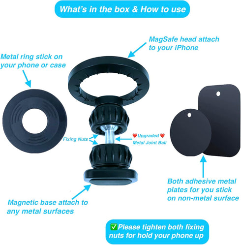 Gym Magnetic Phone Holder Mount for MagSafe, Dual Magnetic Phone Holder for Gym, Compatible with iPhone 15 14 13 12 Pro