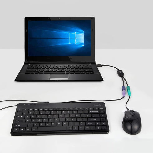 Perixx PERIPRO-401 PS2 to USB Adapter for Keyboard and Mouse, Built-in USB Controller, Black
