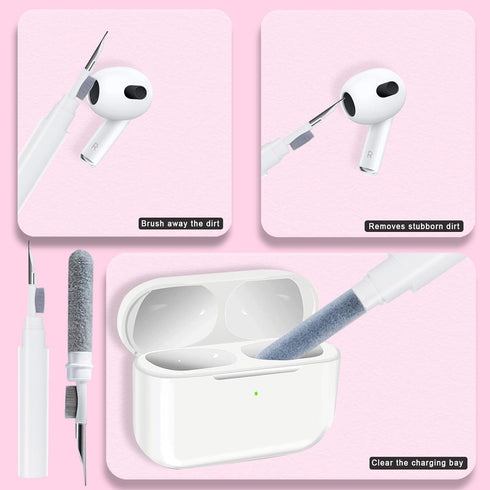 Pink Floral Clear Cover for AirPods 2 Case 1st Generation 2021, Cute Flower Pendant, Cleaning Pen Strap Accessories Set