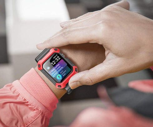 SUPCASE Unicorn Beetle Pro Case for Apple Watch 9/8/7/6/SE/5/4 45/44mm with Band, Rugged Men Cover, Red