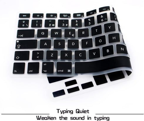 HRH Spanish Silicone Keyboard Cover for MacBook Air 13, MacBook Pro 13/15/17, iMac - Black Protector