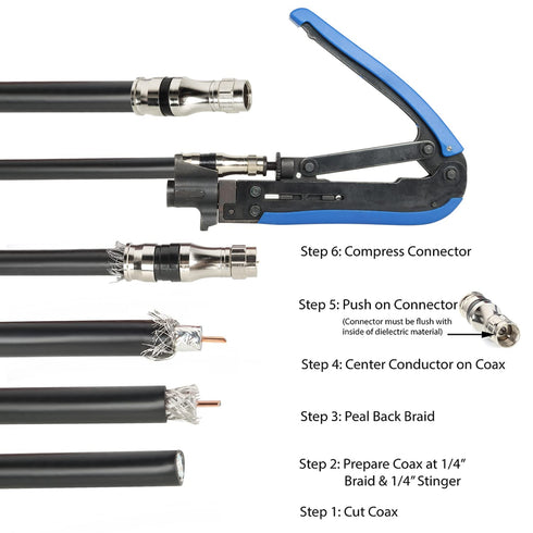 RG11 Connectors 10 Pack, F Type Connectors, RG11 Coax Cable Compression Fitting with Weather Seal O Ring