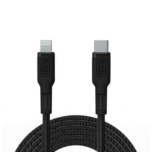 BLACK+DECKER USB C to Lightning Cable, Fast Compatible iPhone Lightning Cable, Durable Braided Charger Cord, 3ft