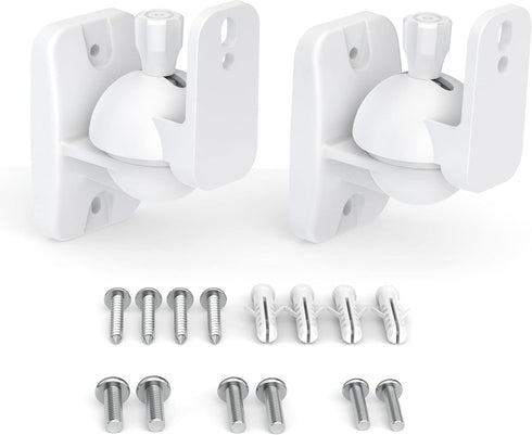 HomeMount Speaker Wall Mount Brackets Kit, Surround Speaker Wall Mounts, Holds up to 8 lbs, 2 Pack, White