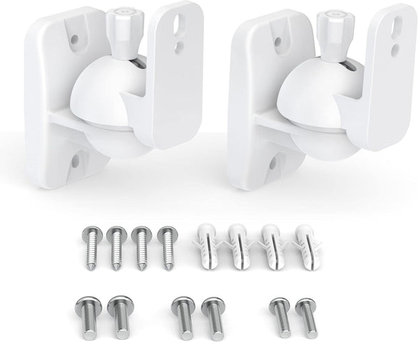 HomeMount Speaker Wall Mount Brackets Kit, Surround Speaker Wall Mounts, Holds up to 8 lbs, 2 Pack, White