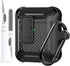 Olytop Rugged Case for AirPods 2nd 1st Generation with Cleaner Kit, Shockproof Hard Cover Skin with Keychain for Apple