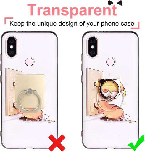 Cat Phone Ring Holder, EI Sonador Clear Cell Phone Stand, Transparent Finger Grip (2 Silver Cat)