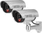 FINDERS&CO Fake Security Camera with Realistic Red Flashing Lights and Warning Sticker (2, Silver)