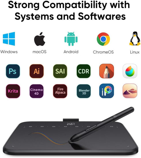 XPPen Deco 640 Drawing Tablet with 16384 Pressure Levels, Battery-Free Stylus, 6*4 Inch OSU Graphic Tablet for Digital