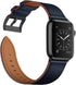 OUHENG Genuine Leather Apple Watch Band Replacement Strap for 42mm 41mm 40mm 38mm, Dark Blue/Black