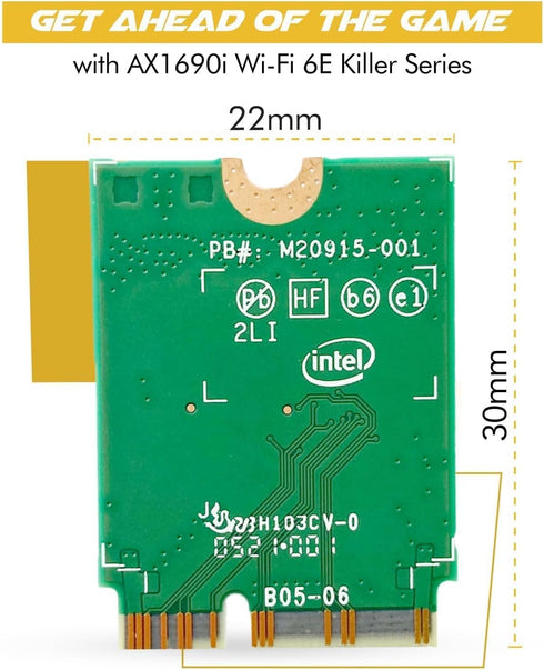 Intel AX1690i Killer Series WiFi 6E Gaming Adapter Upgrade, CNVio2 M.2 WiFi Card, High-Speed 3.0 Gbps WiFi for PC,