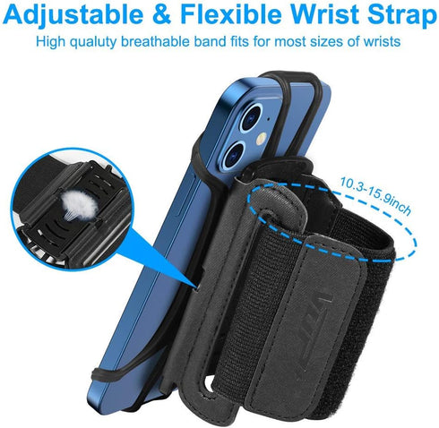 VUP 360 15/14/13/Pro Max/Pro/Mini/12/11/SE 2020/Xs/XR/X/8/7/Plus, 4-6.7 Inch Wristband Phone Holder, Rotatable Forearm