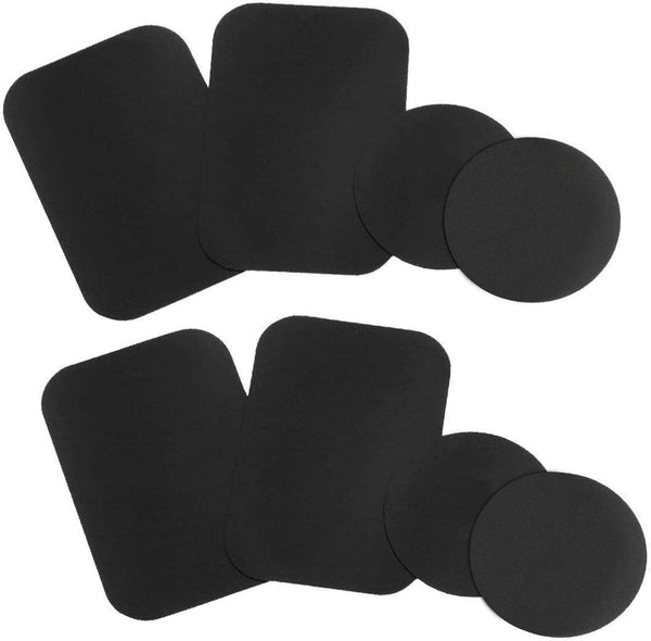 WixGear Metal Plates (8 Pack) with Adhesive for Magnetic Cradle-Less Mount - 4 Rectangle and 4 Round, Black