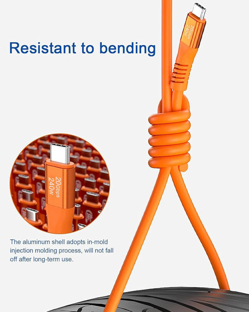 240W USB C to USB C Cable Silicone 6.6FT, USB 3.2 Gen 2 Fast Charging Cable 20Gbps Data Transfer for iPhone 15 Pro Max,