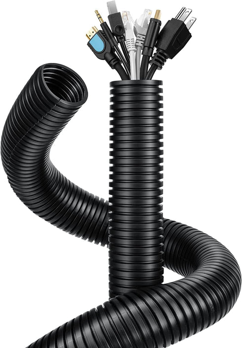 1.6M 0.75inch/20mm Inner Diameter Black Flexible Corrugated Tube, Bellows Hose Wire Loom Tubing Wire Conduit