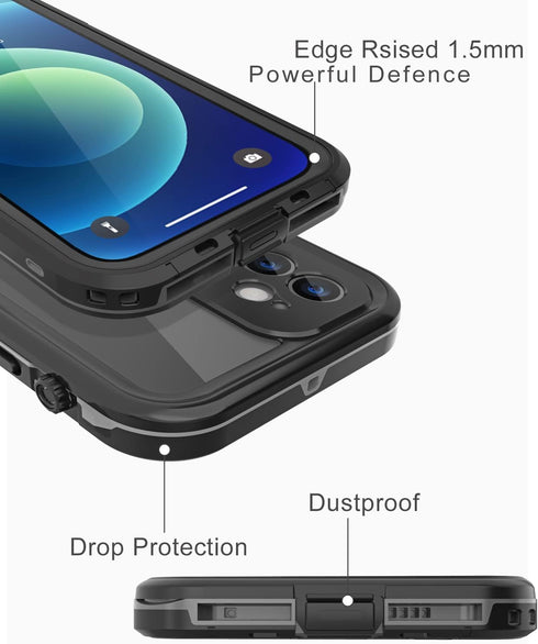 Design for iPhone 12 Waterproof Case, Full Body Shockproof Cover with Screen Protector, Dust Proof Phone Case