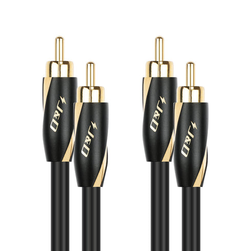 J&D Audiophiles RCA Cable, 24 AWG 2RCA Male to 2RCA Male Stereo Audio Cable, Gold-Plated, 15 Feet