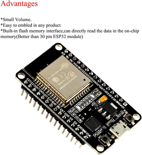 ESP-WROOM-32 ESP32 ESP-32S Development Board, 2.4GHz Dual-Mode WiFi + Bluetooth, Compatible with Arduino IDE (3PCS)