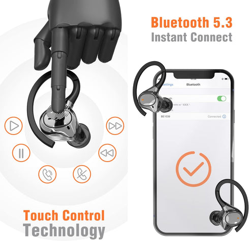 Wireless Bluetooth Earbuds for Small Ears, Canal Running Headphones with Microphone, IPX7 Waterproof, Noise Isolation