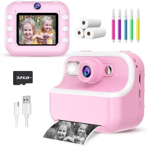 TKECWOB Kids Camera Instant Print, Christmas Birthday Gifts for Kids 3-12, 1080P Instant