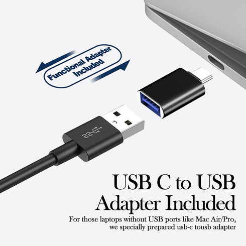 USB Computer Speaker for Laptop, PC, External Speakers, Loud Volume, Rich Bass, Plug-N-Play (Black)