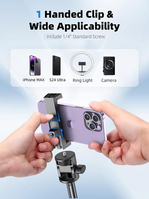 Kaiess 62" Phone Tripod & Selfie Stick, Extendable Photography Light Stand with Wireless Remote, Solidest, Portable